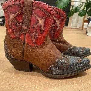 Dan Post Red and Brown Ankle Boots